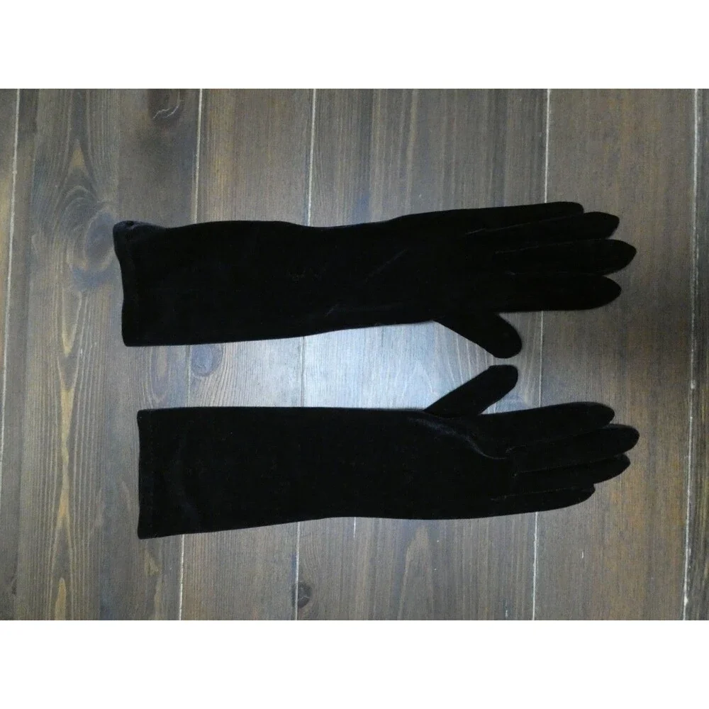 Fownes Women's One Size Black Velvet Long Gloves Elbow Stretch Soft